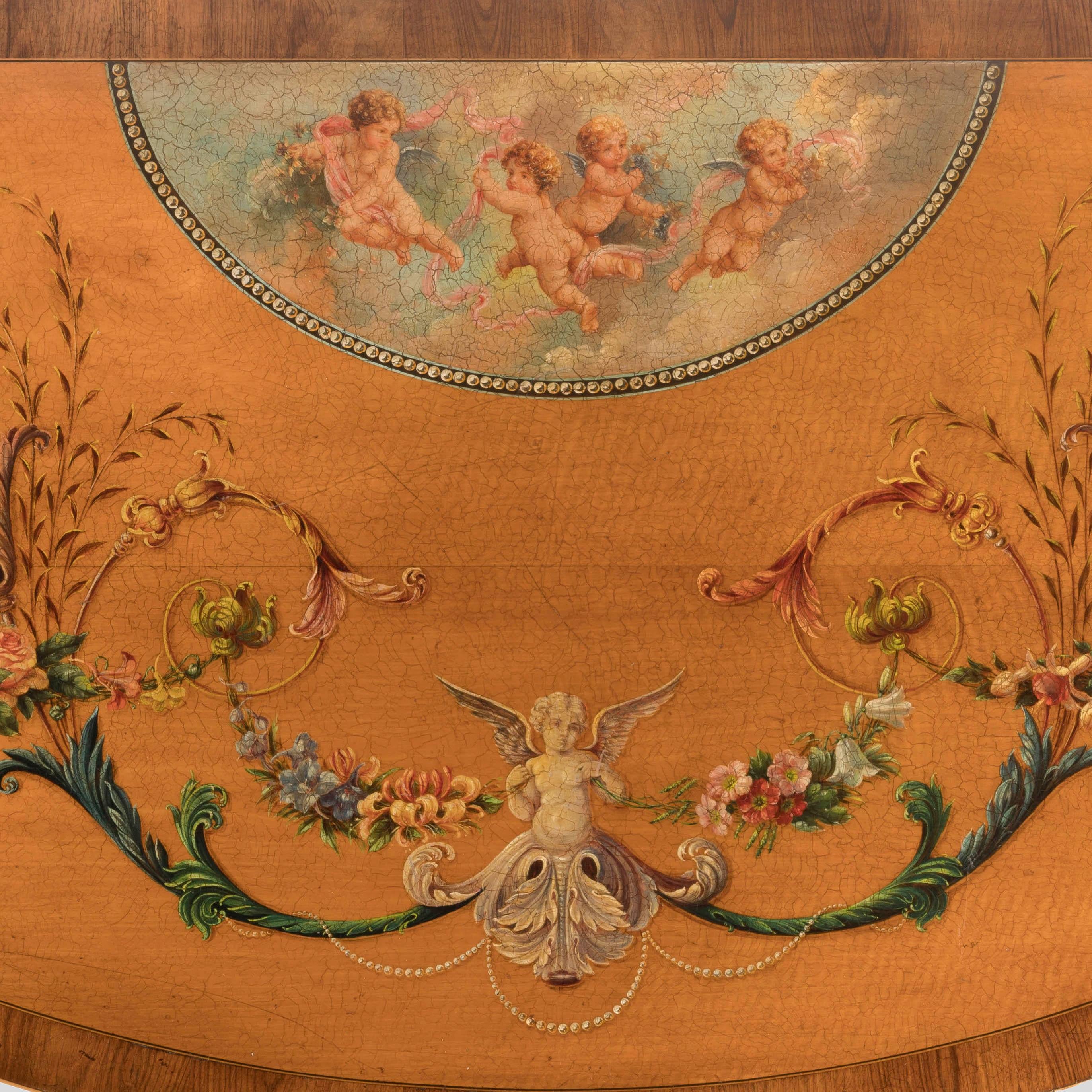 19th Century George III Style Painted Satinwood Bowfront Commode For Sale 5