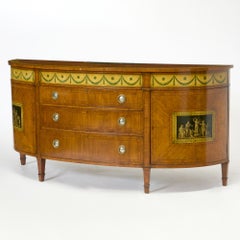 19th Century George III Style Painted Satinwood Demi-Lune Commode/Credenzas