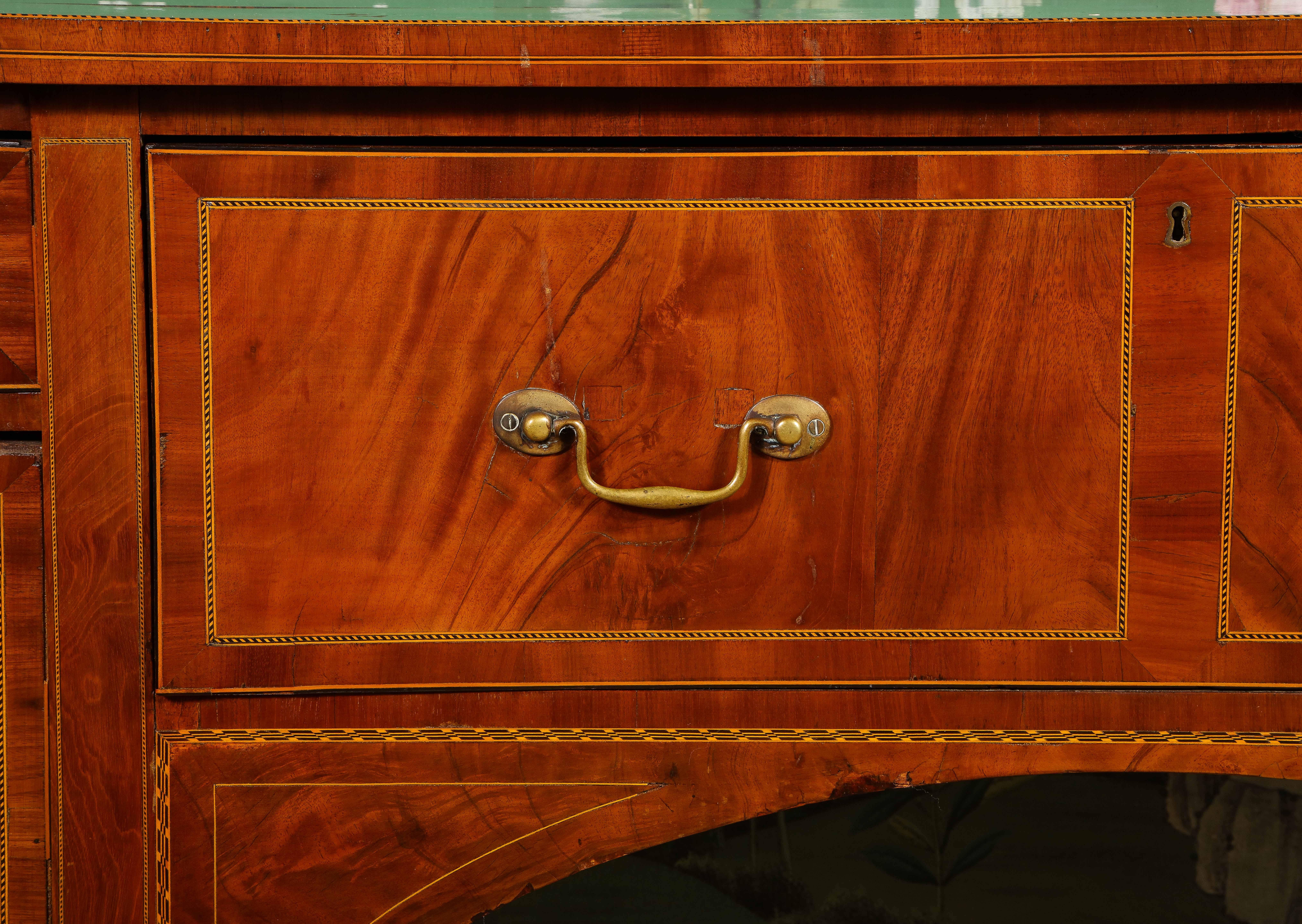 19th Century George III Style Parquetry Inlaid Bowfront Mahogany Buffet For Sale 7