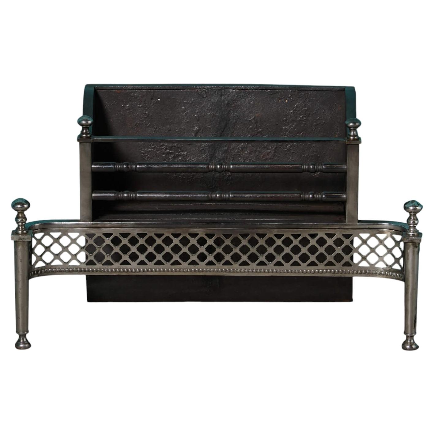 19th Century George III Style Polished Steel Fire Grate