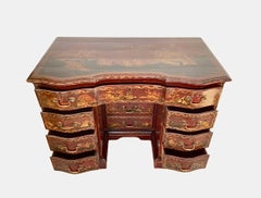 19th Century George III Style Red Japanned Knee-Hole Desk