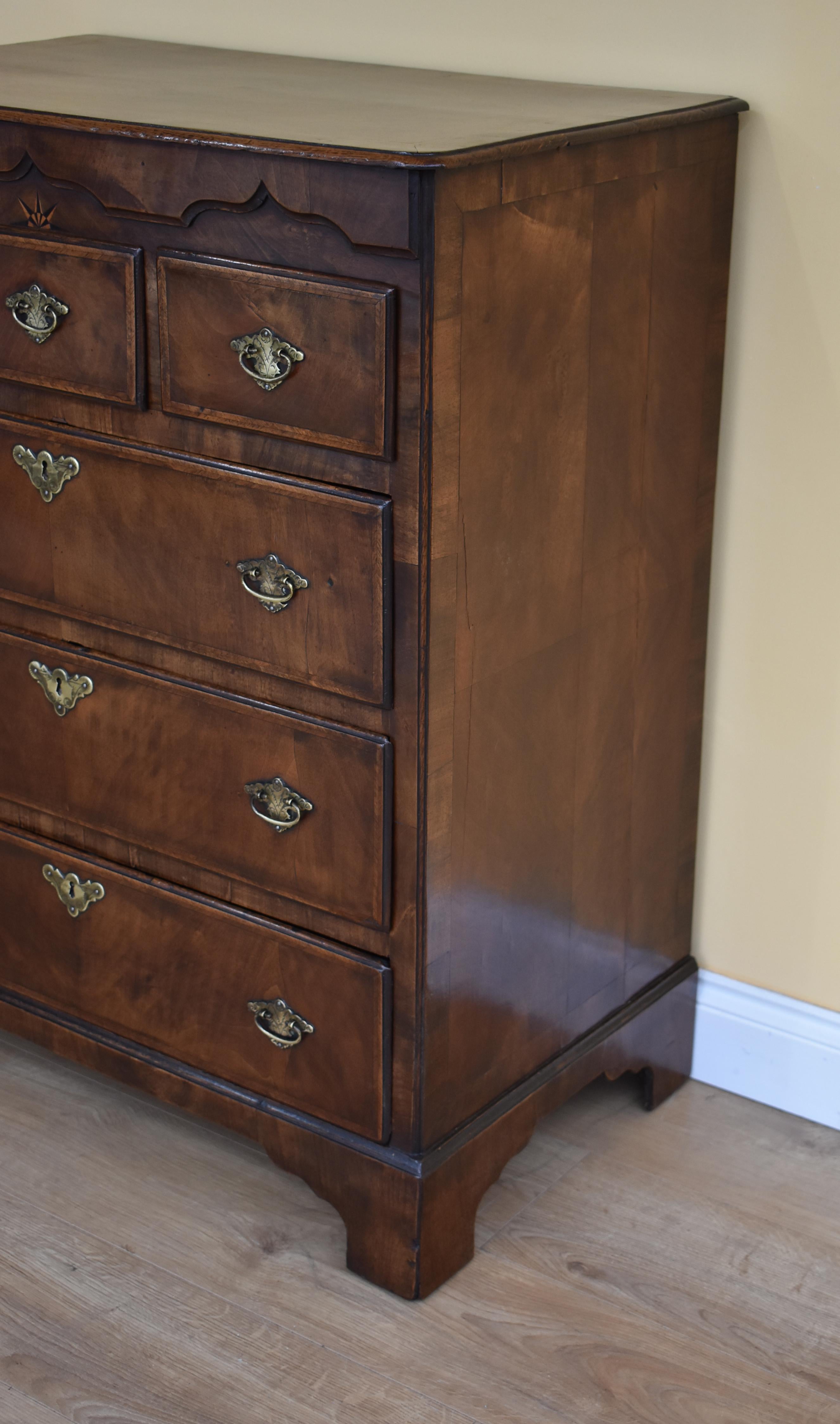 Inlay 19th Century George III Walnut Chest of Drawers For Sale