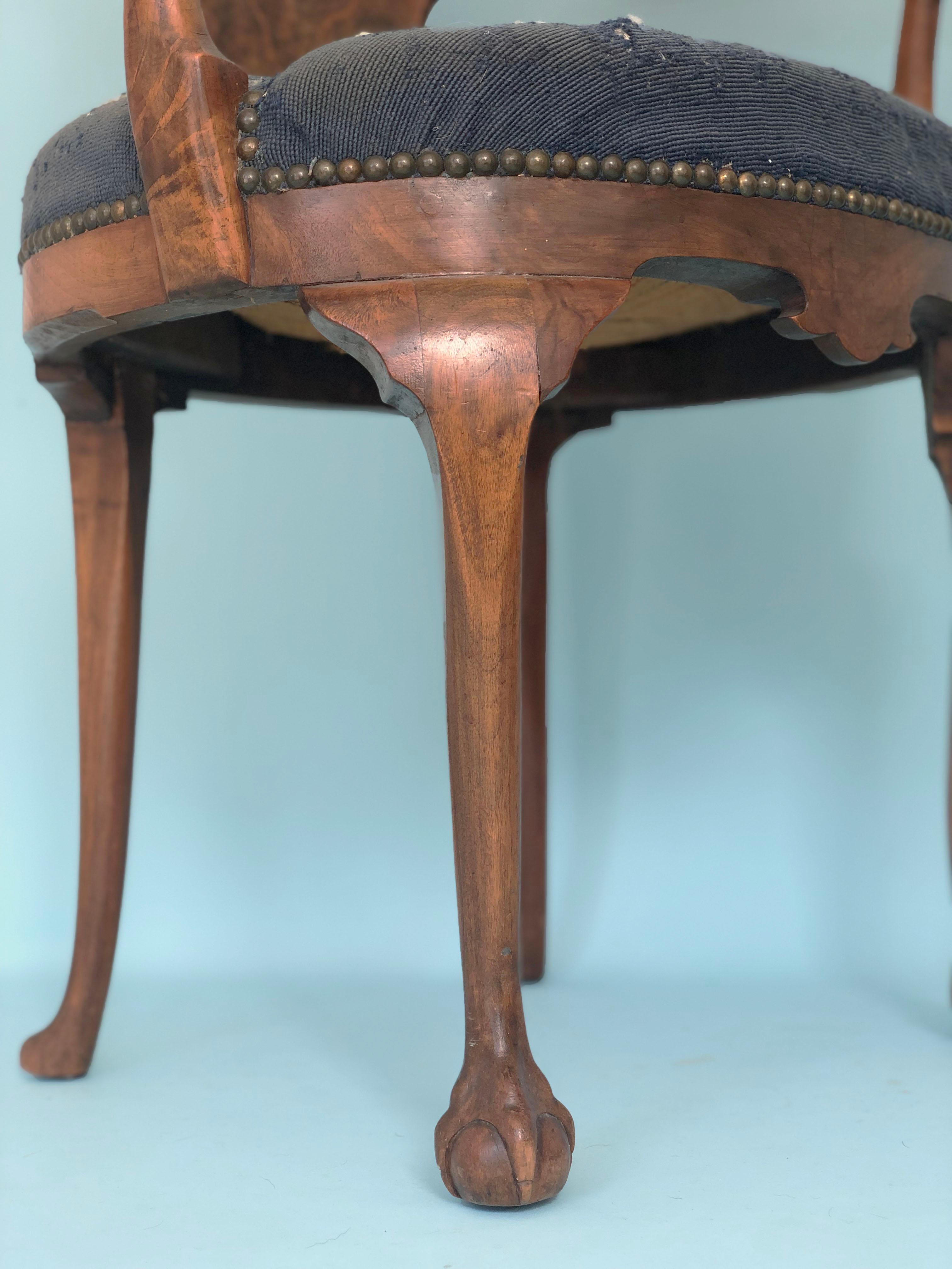 19th Century George IV English Burr Walnut Armchair “Shepherds Crooks” Made by G 4