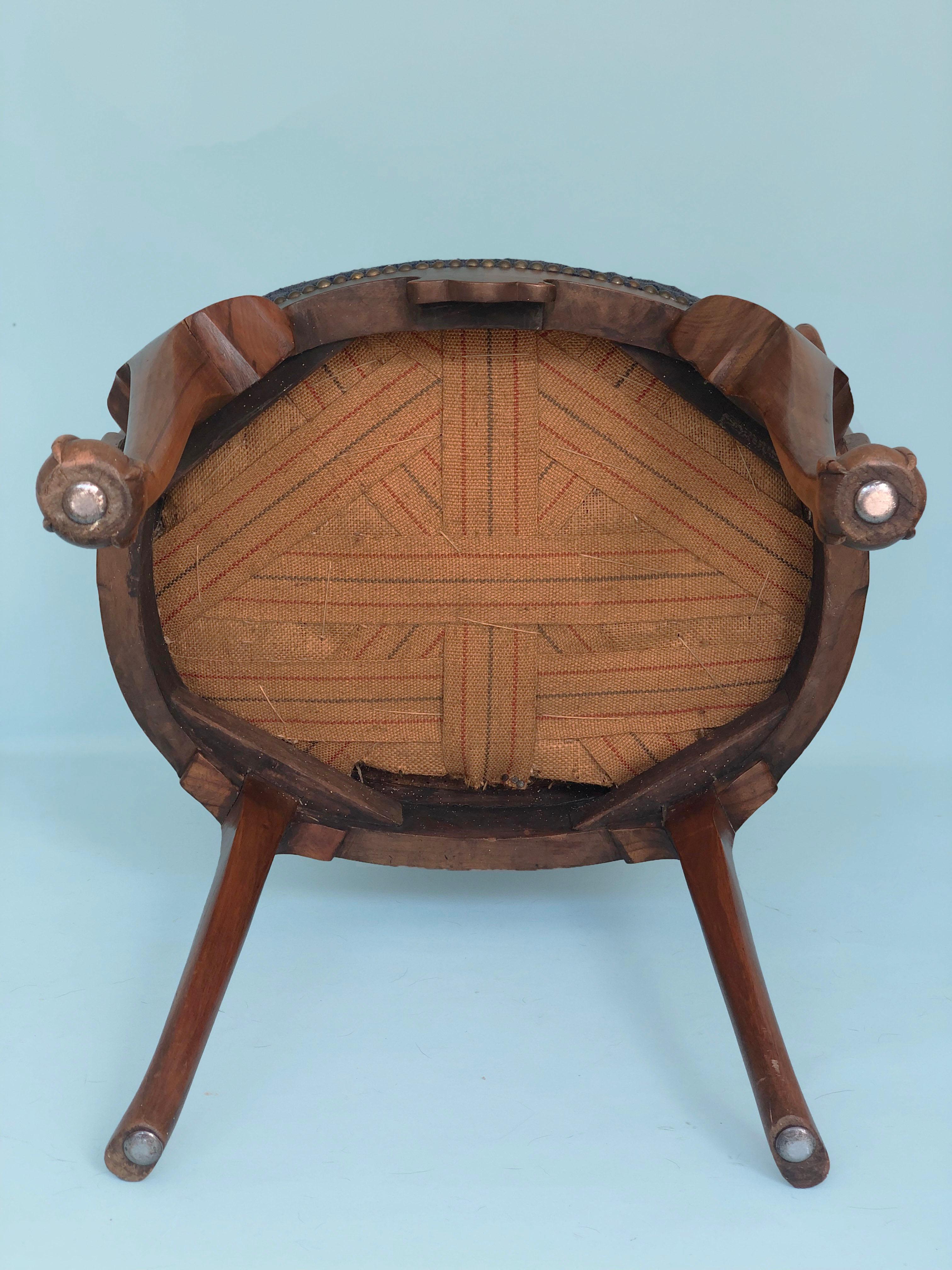 19th Century George IV English Burr Walnut Armchair “Shepherds Crooks” Made by G 7