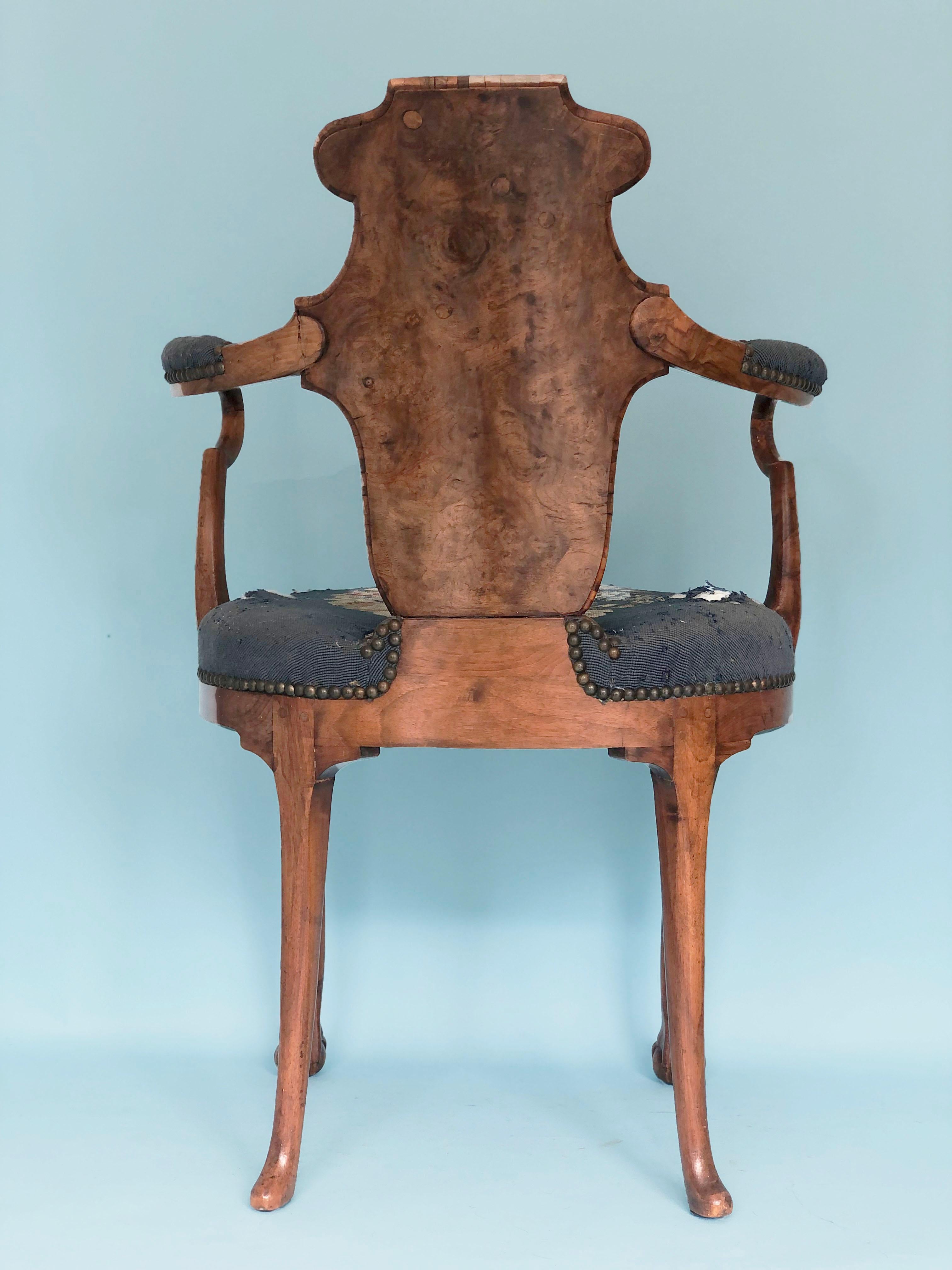 19th Century George IV English Burr Walnut Armchair “Shepherds Crooks” Made by G 2