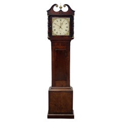 19th Century George IV English Oak Long Case Grandfather Clock