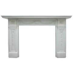 Antique 19th Century George IV Statuary White Marble Fireplace Surround