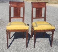 19th Century George Jacob Continental Brass Inlaid Mahogany Side Chairs, a Pair
