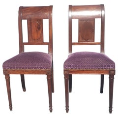 19th Century George Jacob Continental Brass Inlaid Mahogany Side Chairs, a Pair
