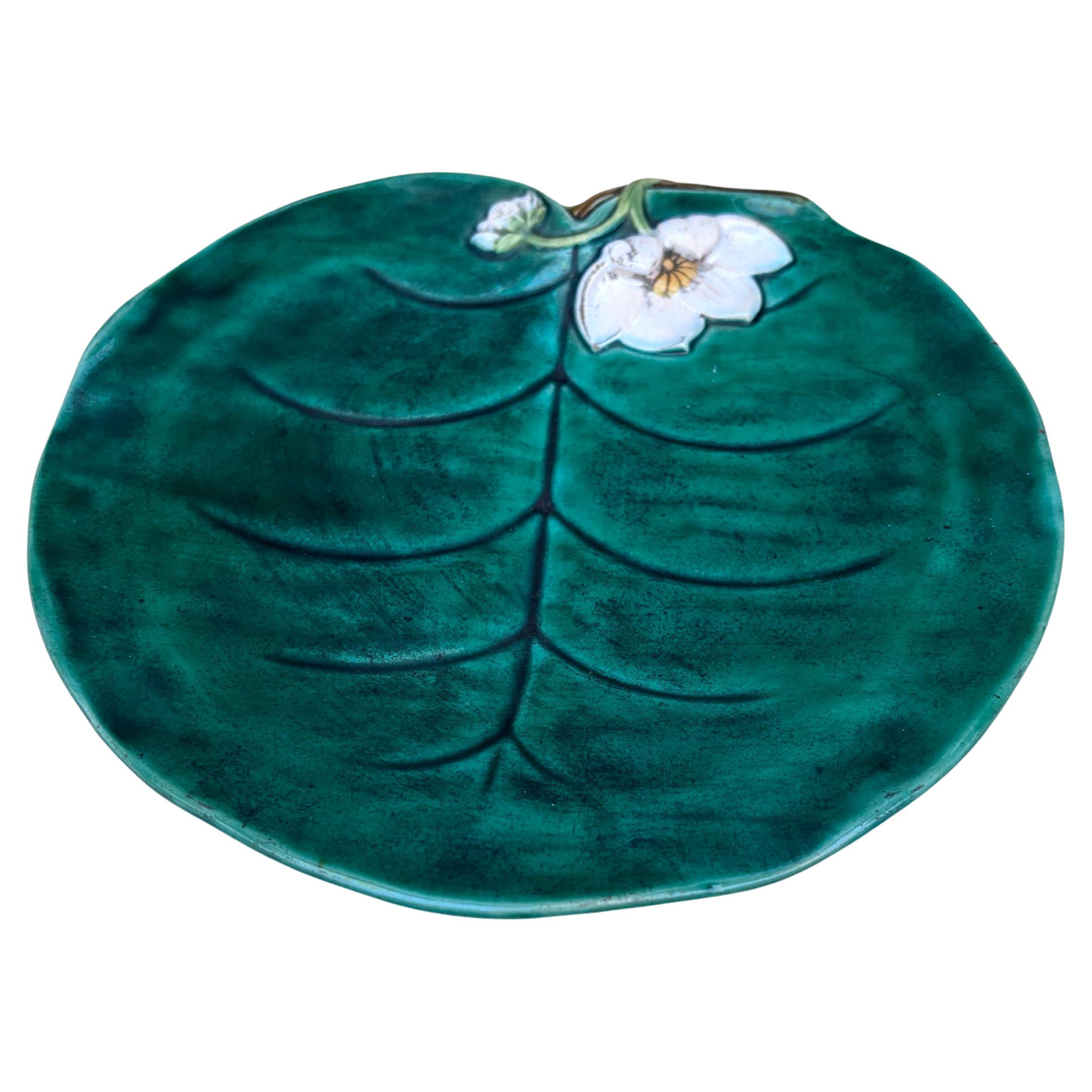 19th Century George Jones Majolica Water Lily Plate.