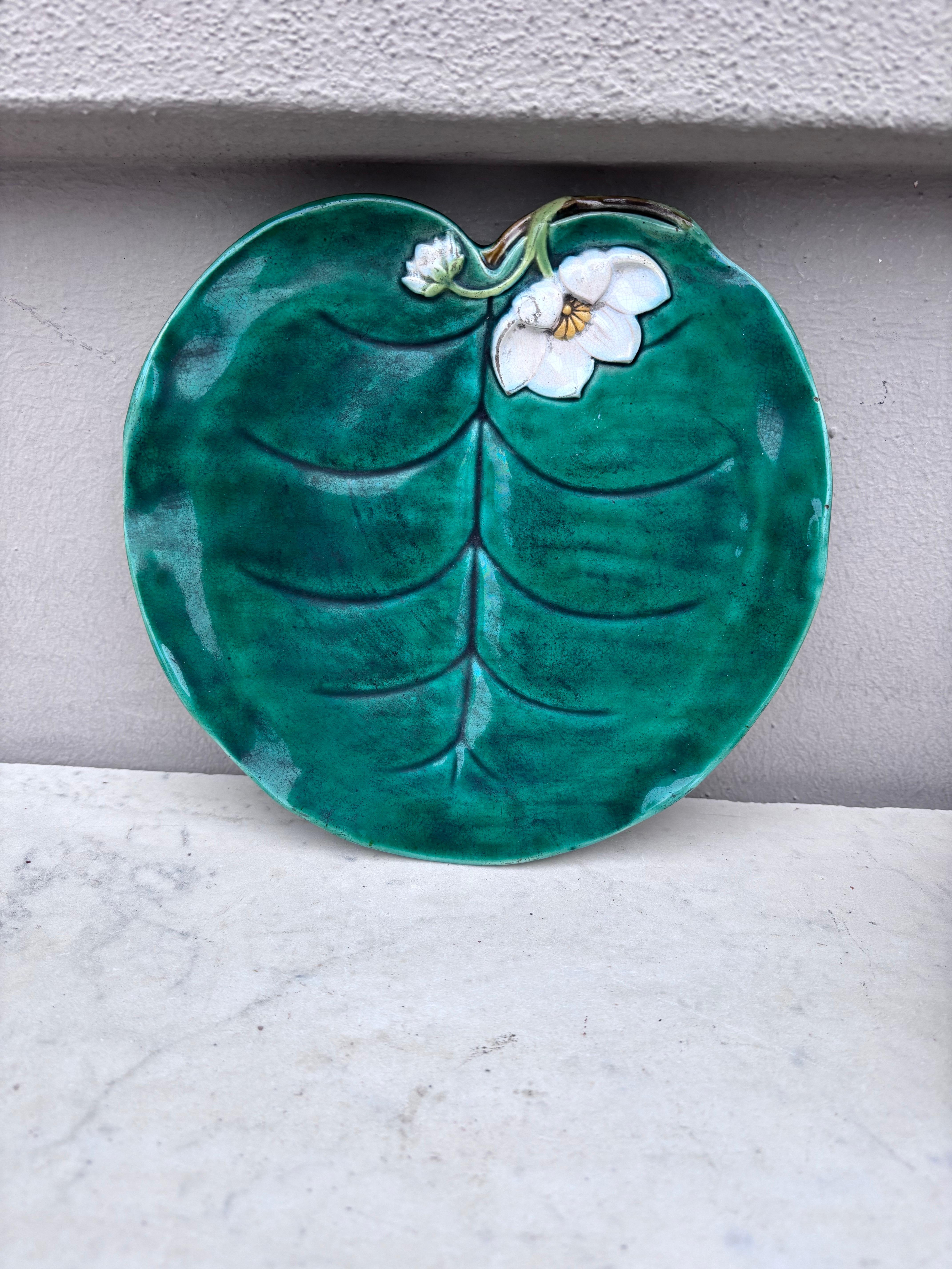 British 19th Century George Jones Majolica Water Lily Plate