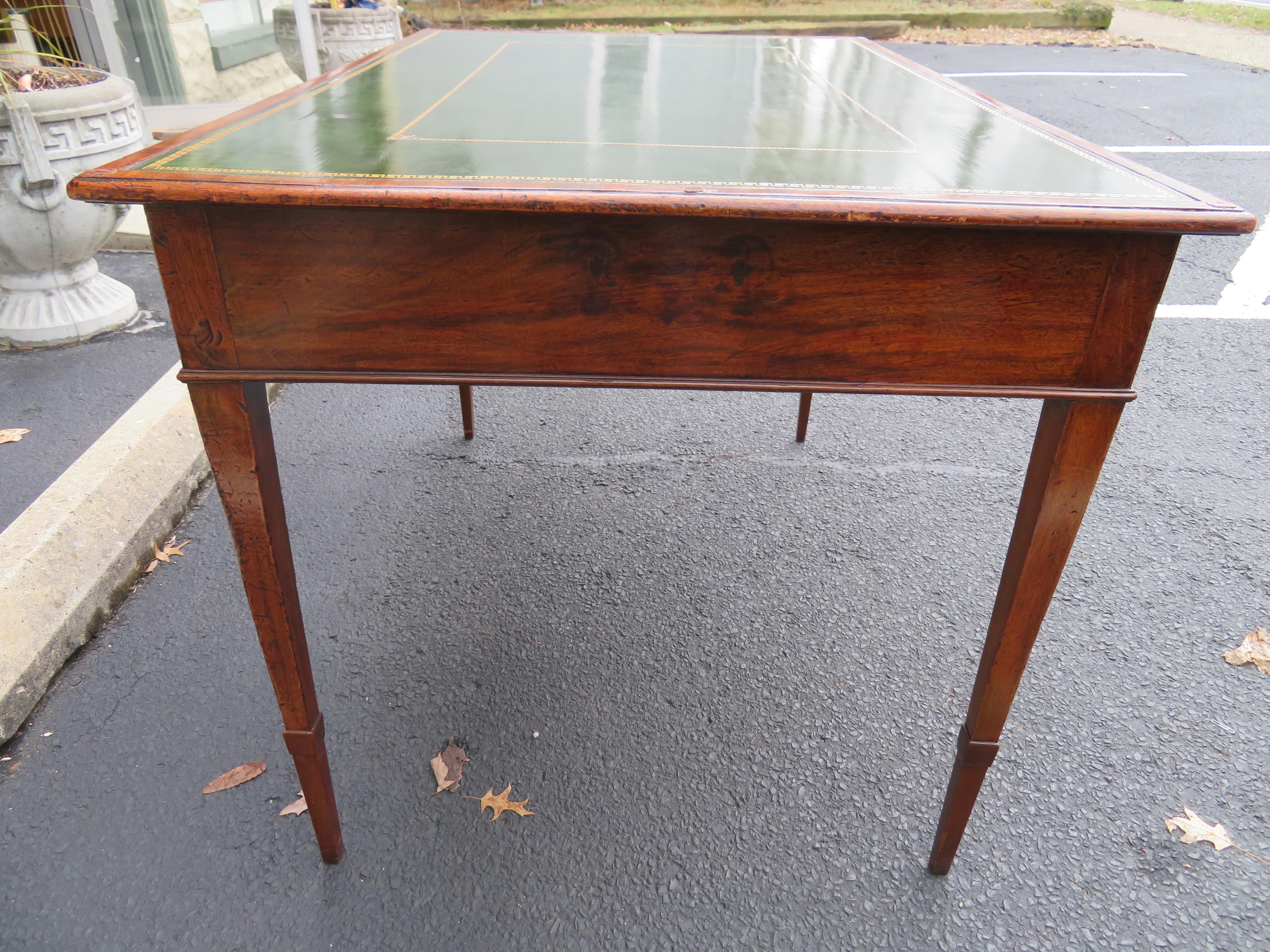 19th Century George III Double-Sided Partner Leather-Top Library Table or Desk 8