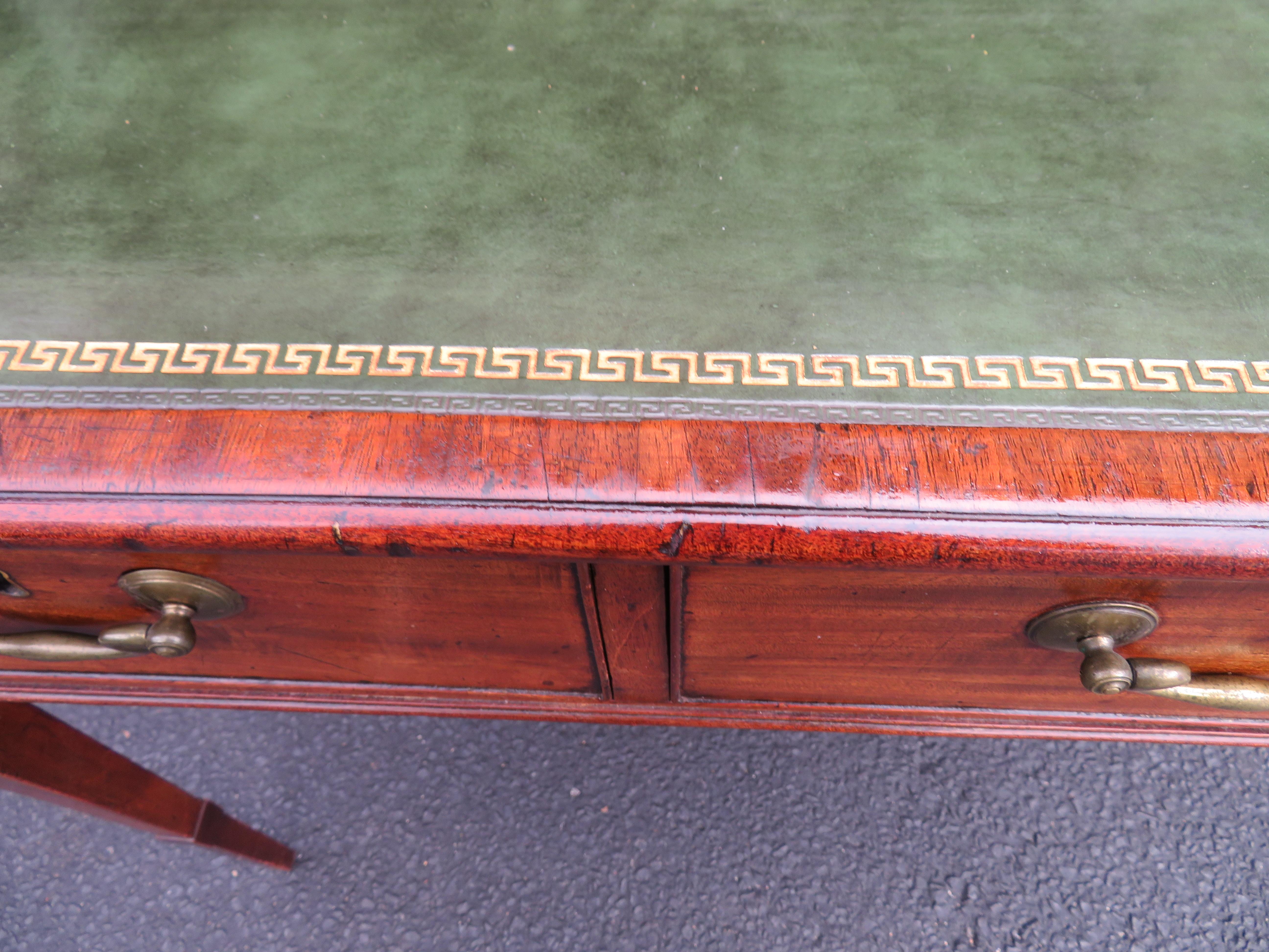 19th Century George III Double-Sided Partner Leather-Top Library Table or Desk 5