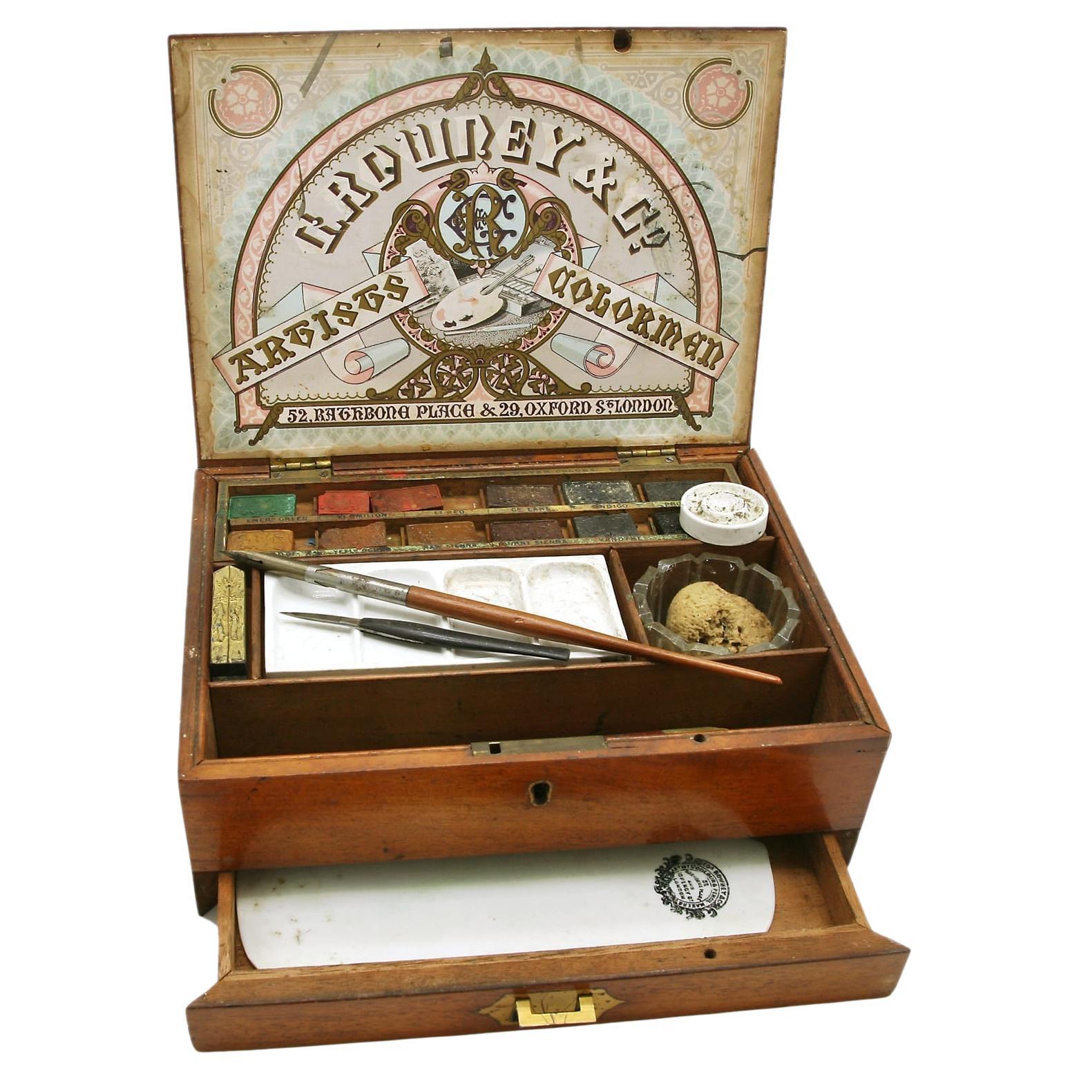 19th Century George Rowney Antique Watercolour Box For Sale