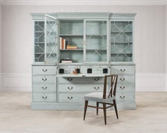 19th Century Georgian Astral Glazed Painted Bookcase with Secretary