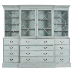 19th Century Georgian Astral Glazed Painted Bookcase with Secretary