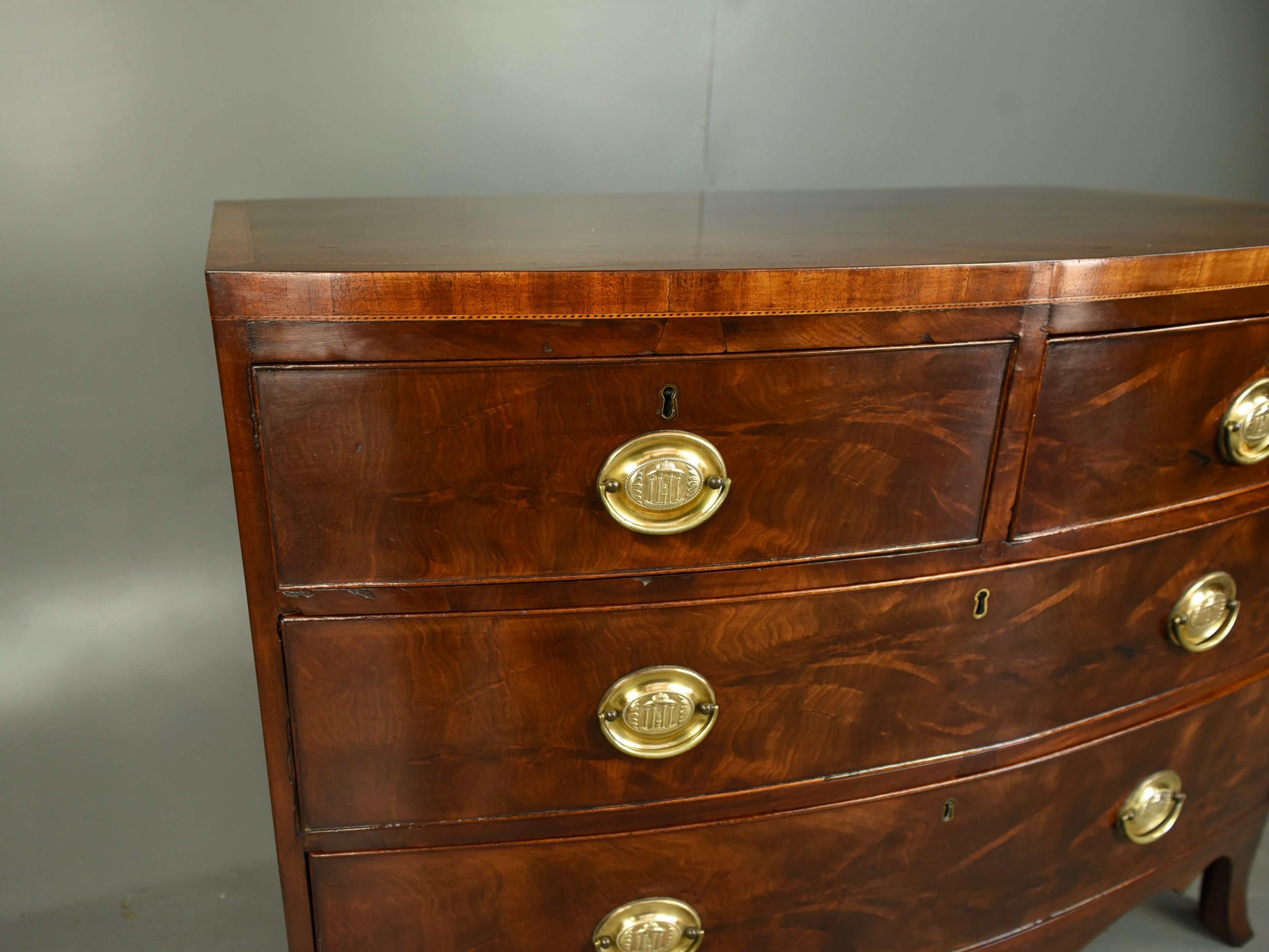 Early 19th Century 19th century Georgian bow front commode /chest of drawers