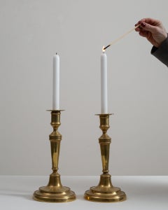19th Century Georgian Brass Candlesticks with French Design