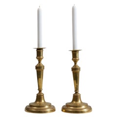 19th Century Georgian Brass Candlesticks with French Design
