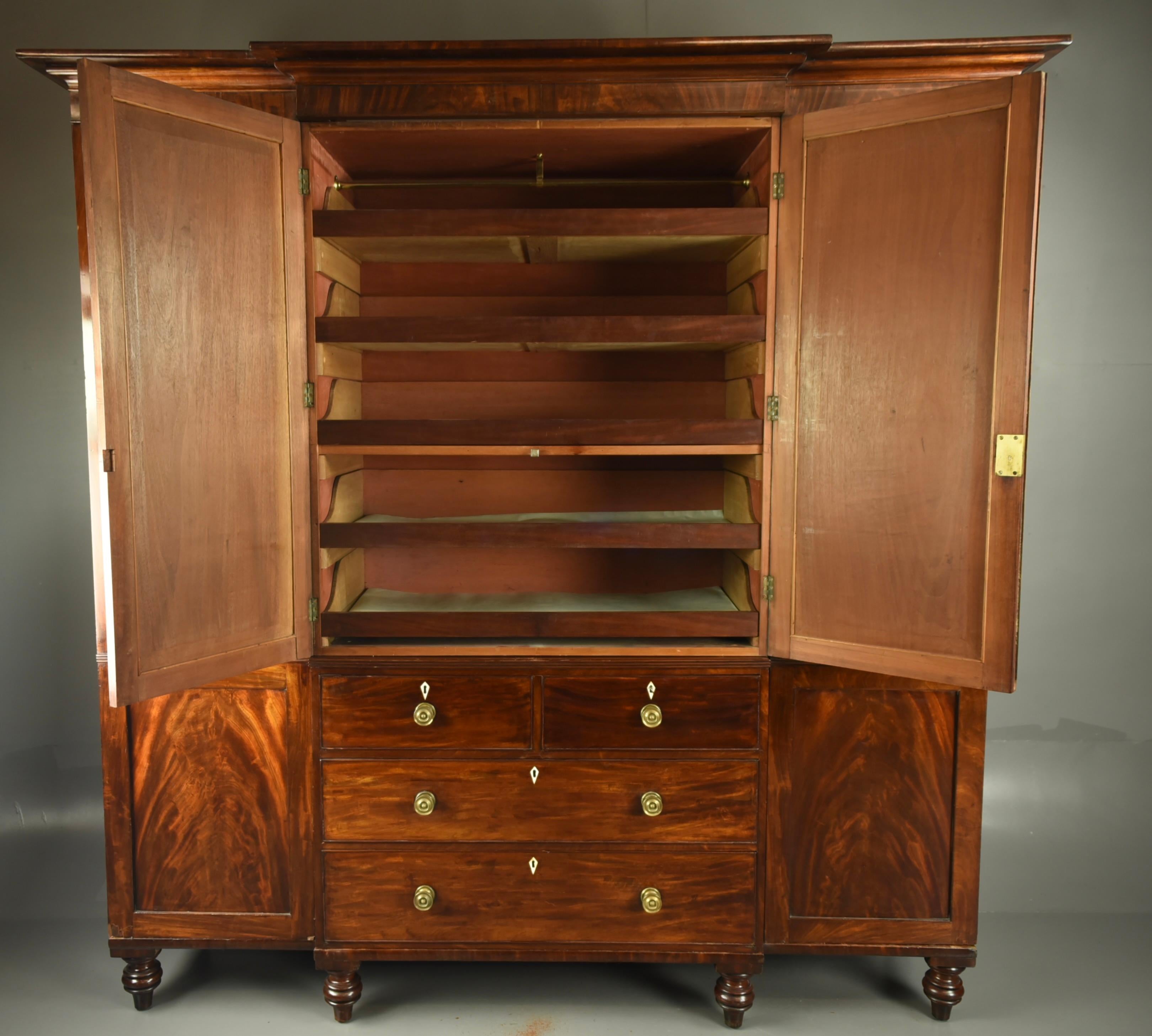 Early 19th Century 19th century Georgian breakfront wardrobe