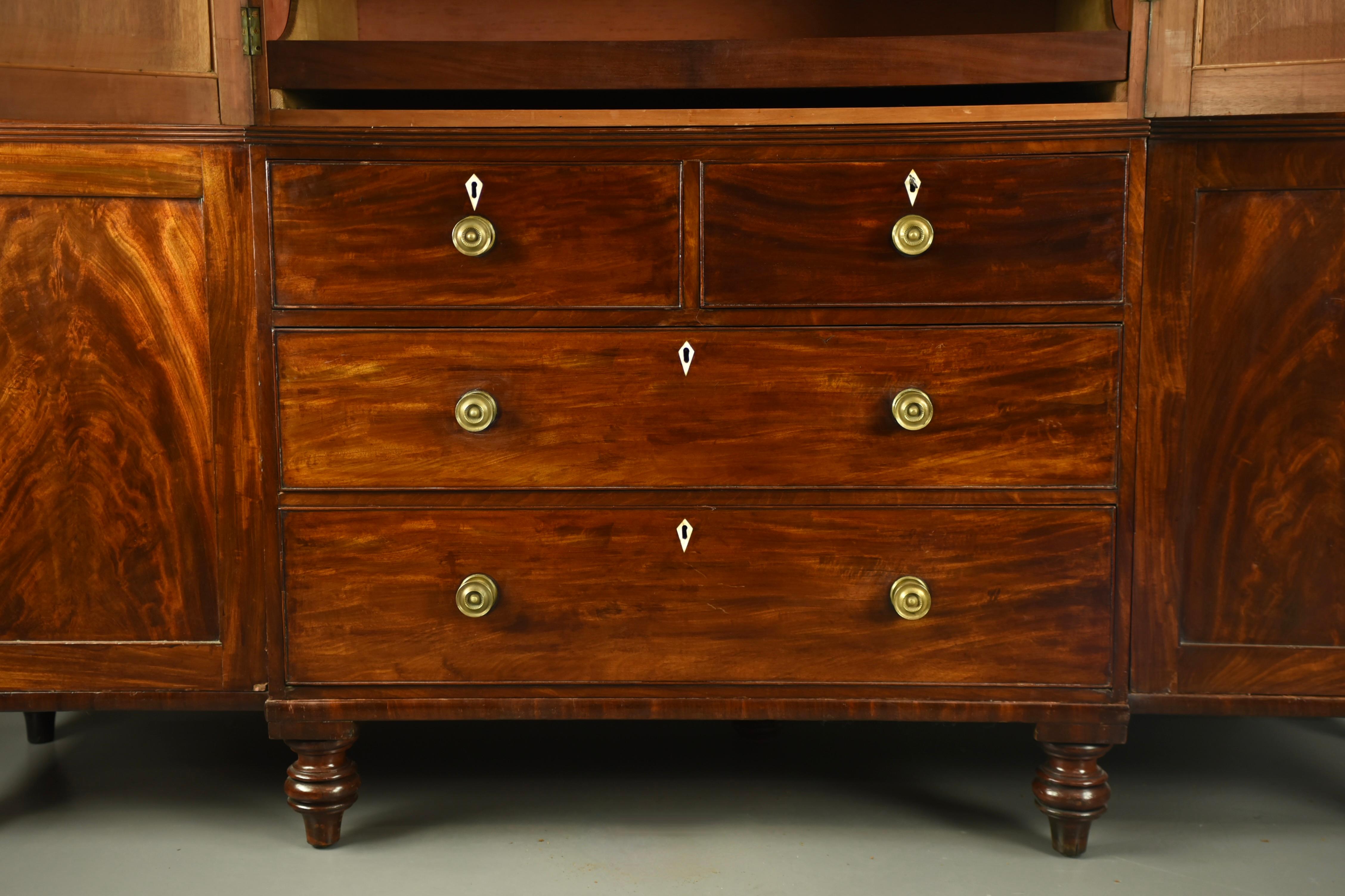 Mahogany 19th century Georgian breakfront wardrobe