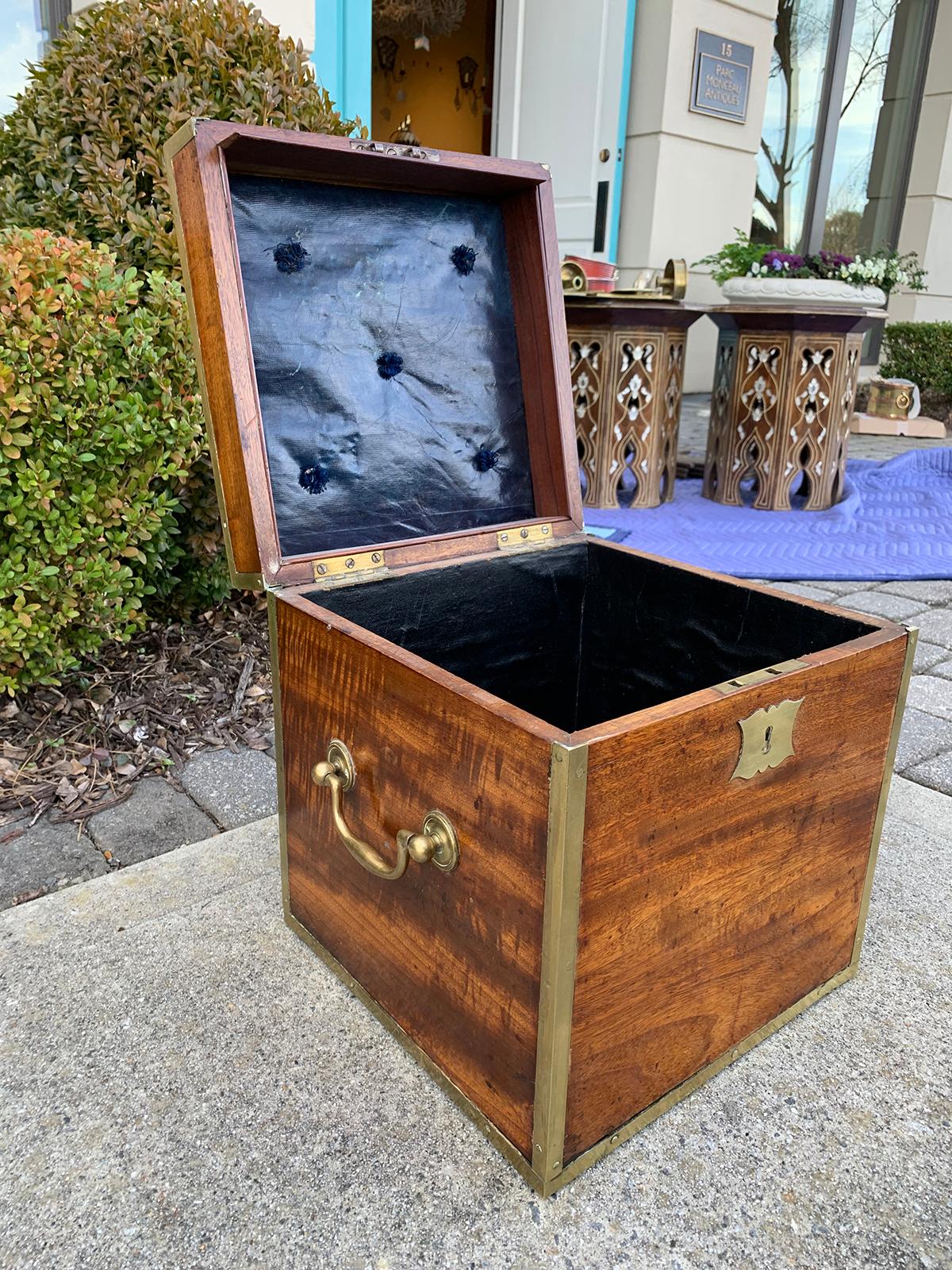 19th Century Georgian Campaign Style Wood and Brass Bound Box 2