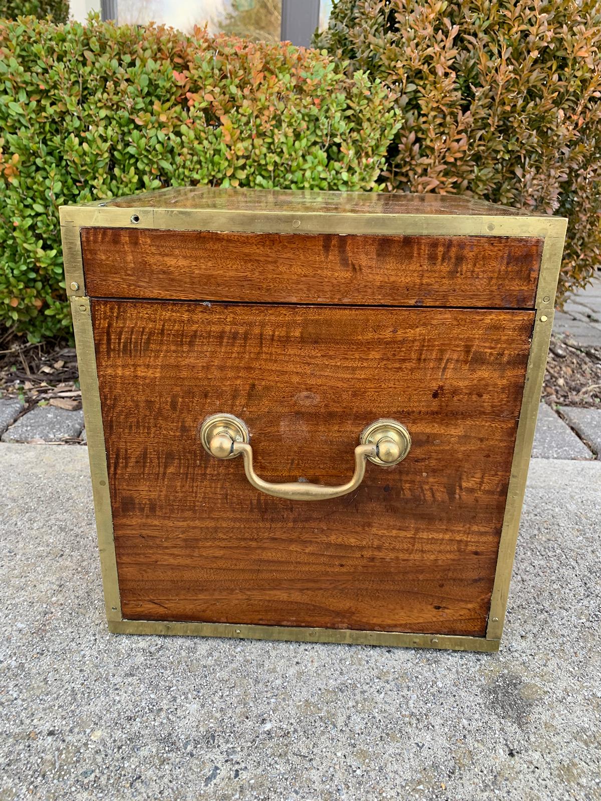 19th Century Georgian Campaign Style Wood and Brass Bound Box 1