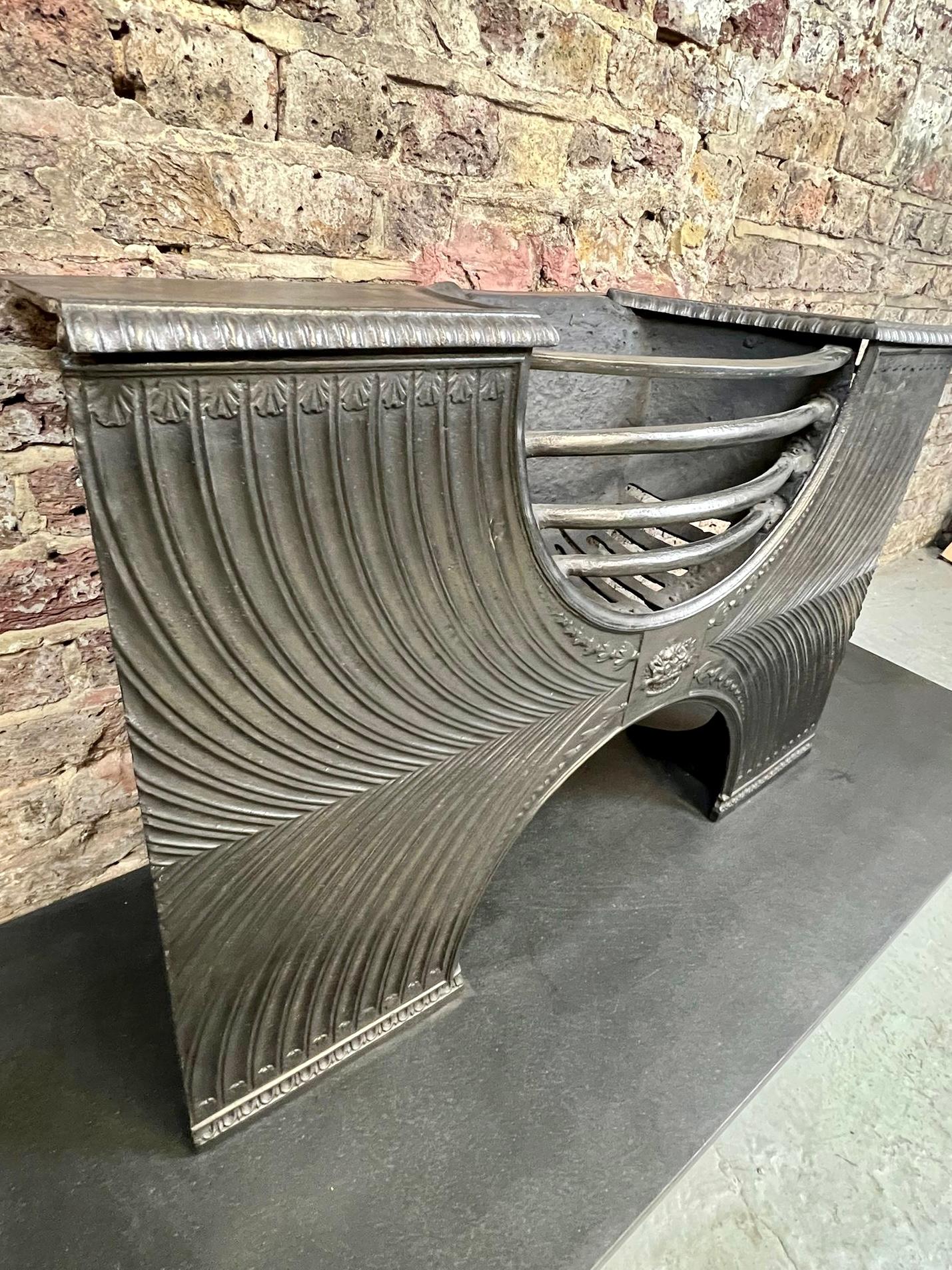 19th Century Georgian Cast Iron Hob Grate Fireplace.
Antique Original Hourglass Georgian Hob Grate, In The Manner Of Robert Adam.
With Simple Reed And Bead Design To Curved Panels Sweeping The Grate.
Recently Salvaged From A London Town House