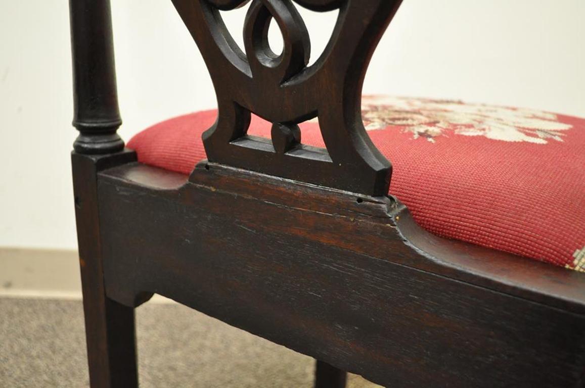 19th Century Georgian English Irish Mahogany Needlepoint Seat Corner Chair 3