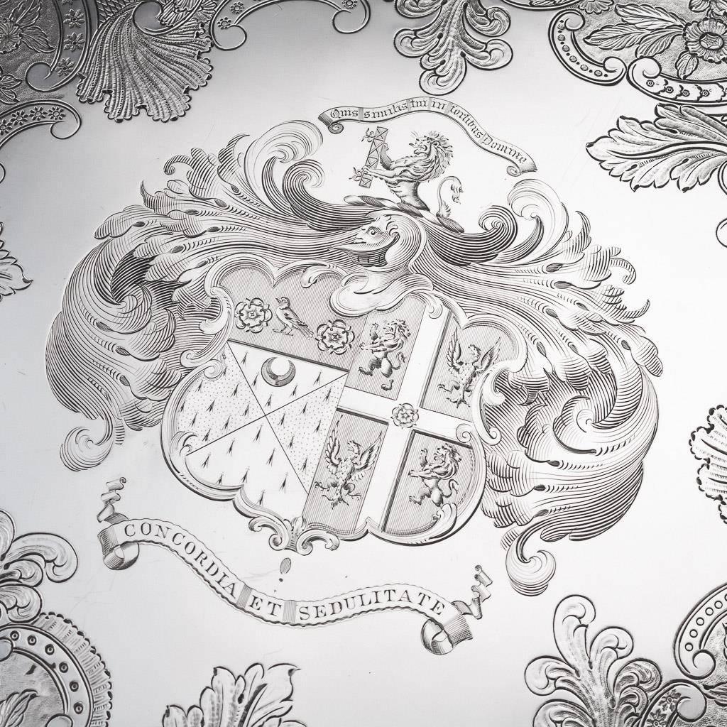 Bandeja de plata maciza georgiana excepcional del siglo XIX J E Terrey circa 1825 en Bueno estado para la venta en Royal Tunbridge Wells, Kent