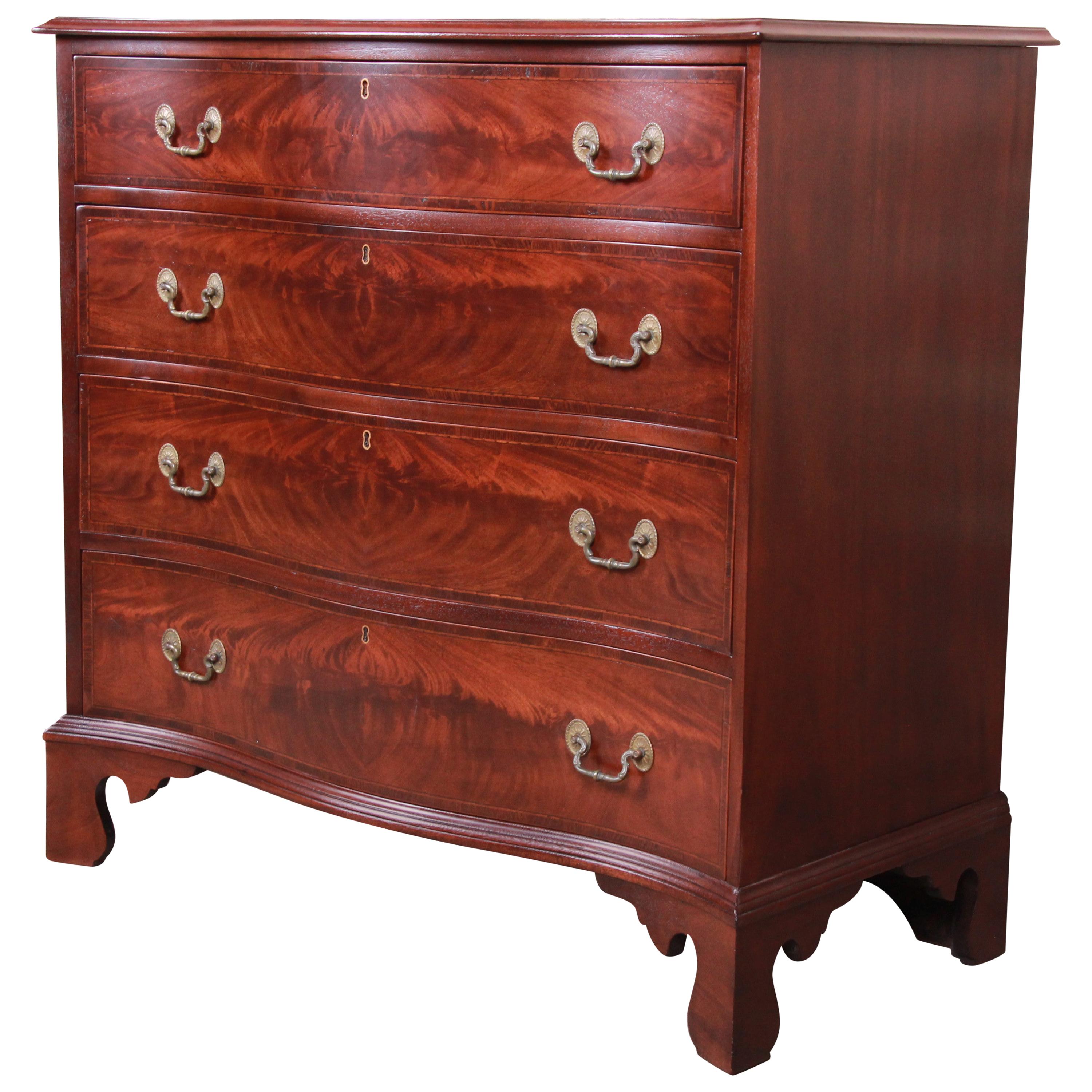 19th Century Georgian Flame Mahogany Bachelor Chest, Newly Restored