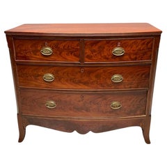 19th Century Georgian Flame Mahogany Bow Front Commode / Chest of Drawers