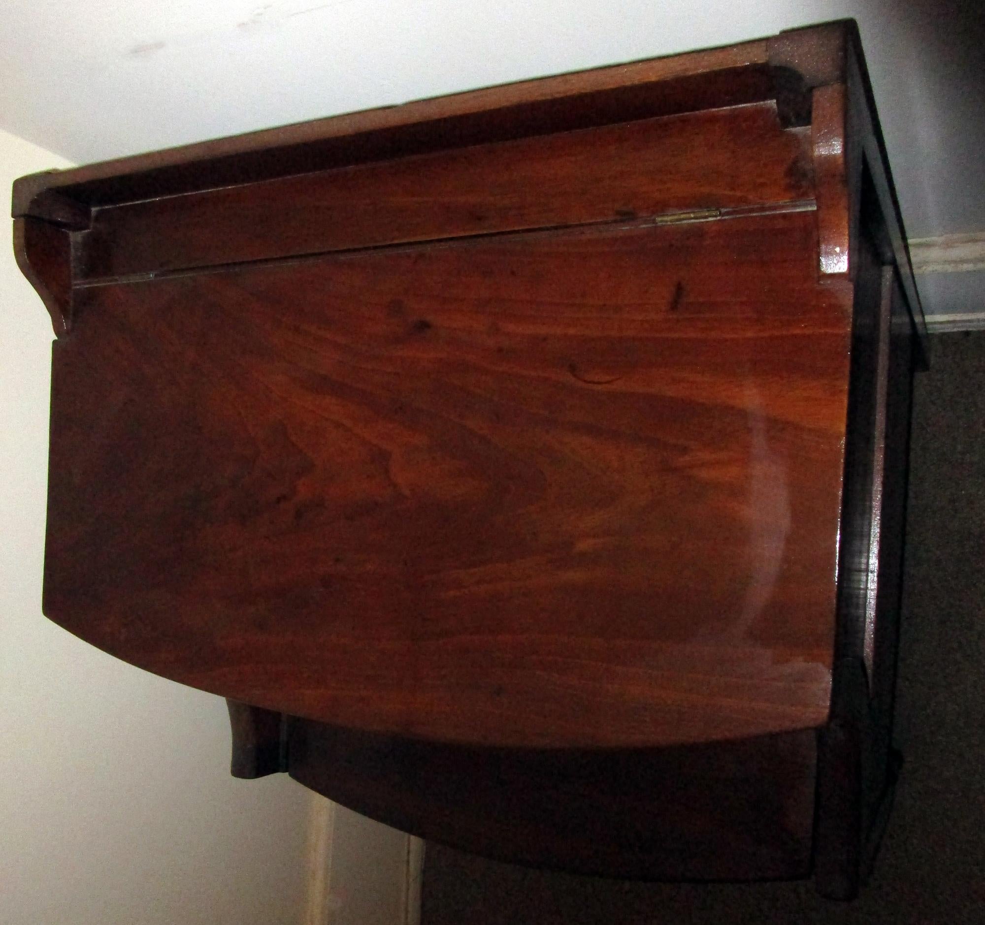 19th century Georgian Mahogany Bowfront Bedside Table In Good Condition In Savannah, GA
