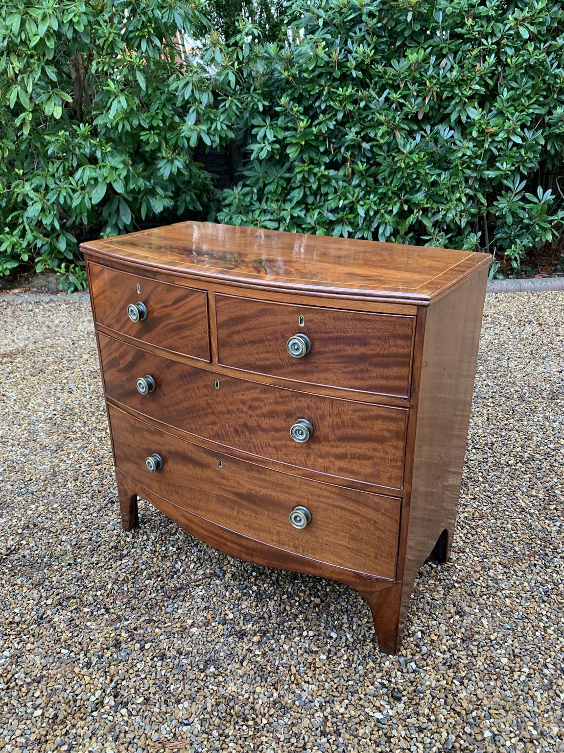 Hand-Crafted 19th Century, Georgian Mahogany Bowfront Chest of Drawers