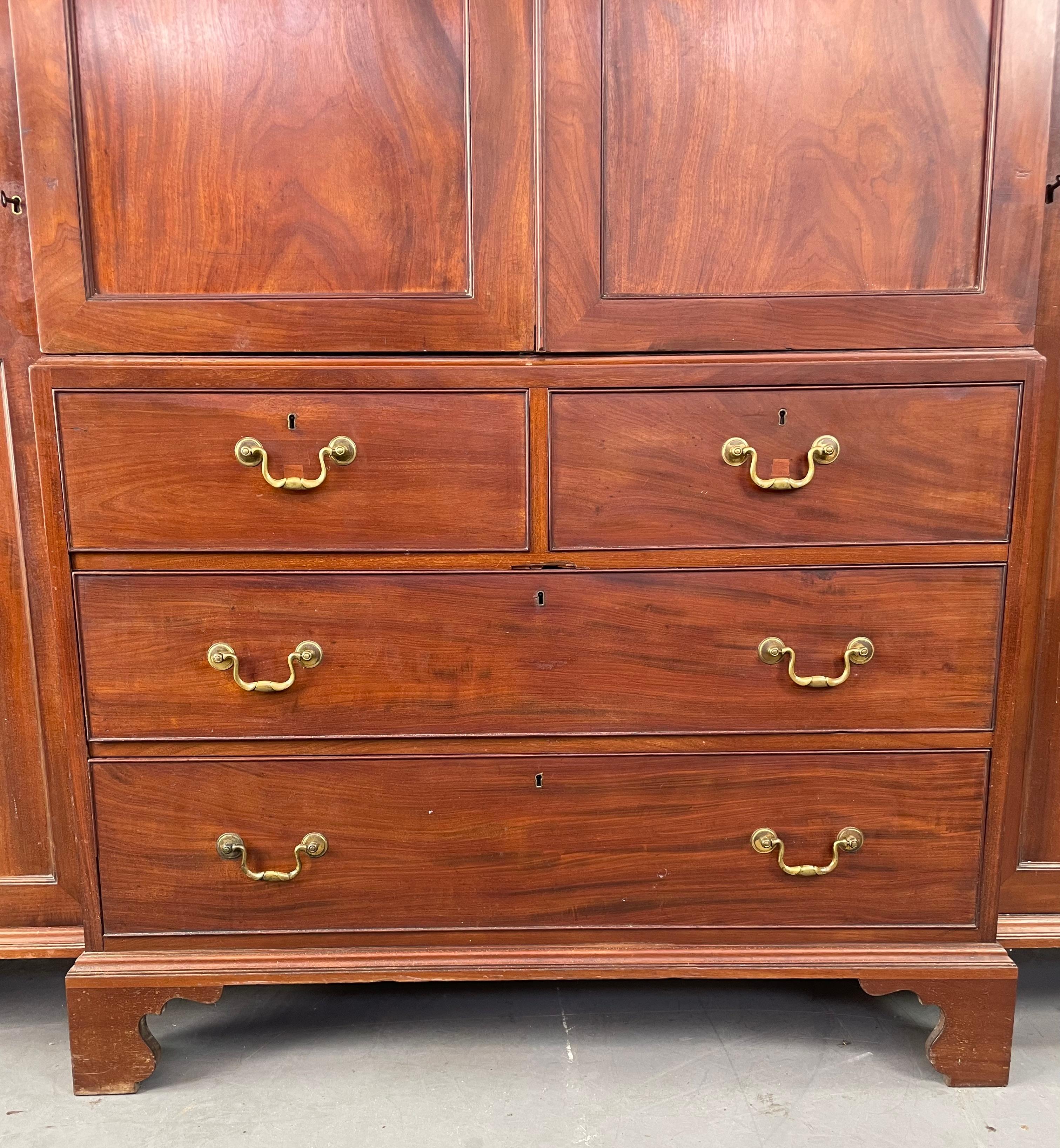 Early 19th Century 19th Century Georgian mahogany breakfront wardrobe Armoire
