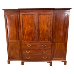 19th Century Georgian mahogany breakfront wardrobe Armoire