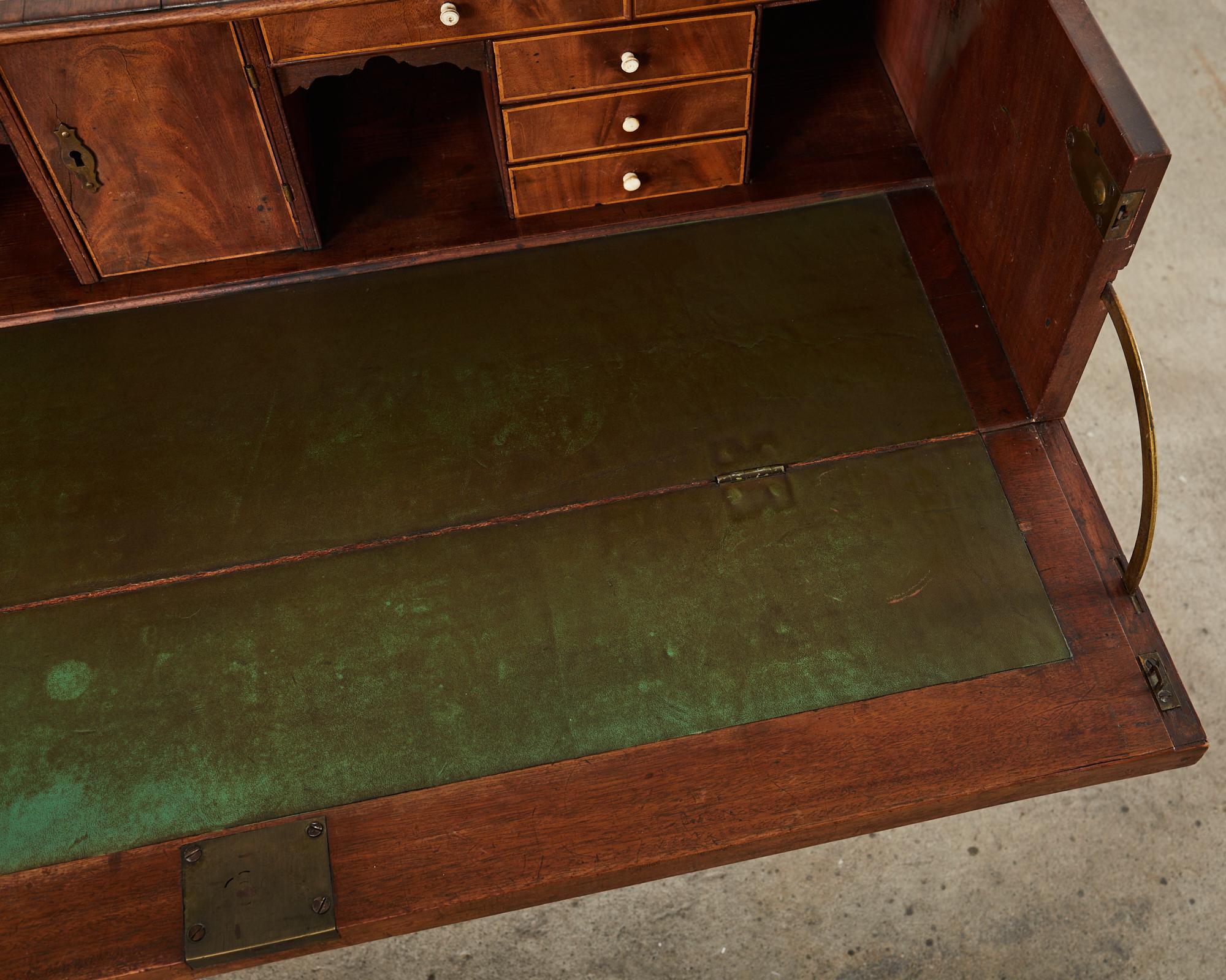 Brass 19th Century Georgian Mahogany Secretaire Chest of Drawers