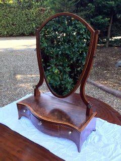 19th Century Georgian Mahogany Shield Shaped Serpentine Dressing Mirror