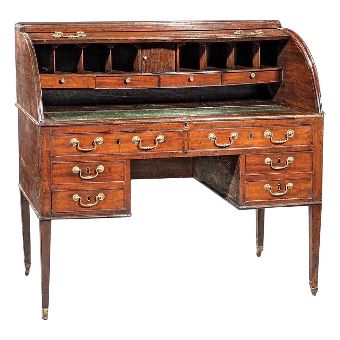 19th Century Georgian Mahogany Tambour Desk For Sale