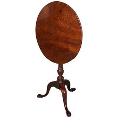 19th Century Georgian Mahogany Tilt Top Wine Table with Pedestal Base