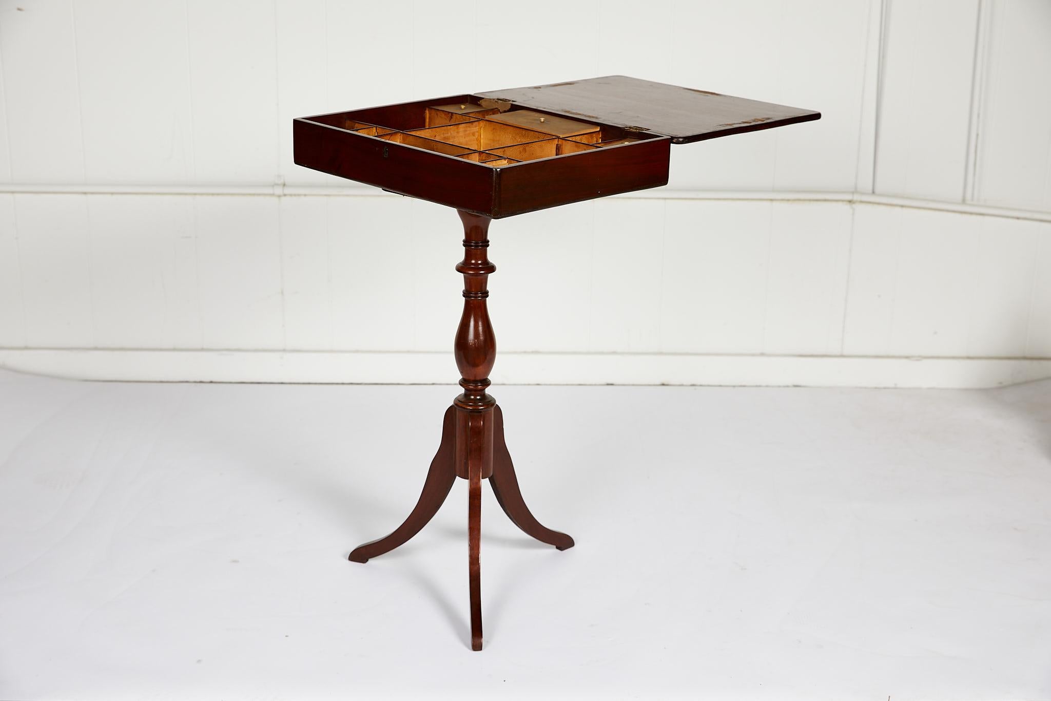 19th Century Georgian Mahogany Tripod-Base Sewing Table 1