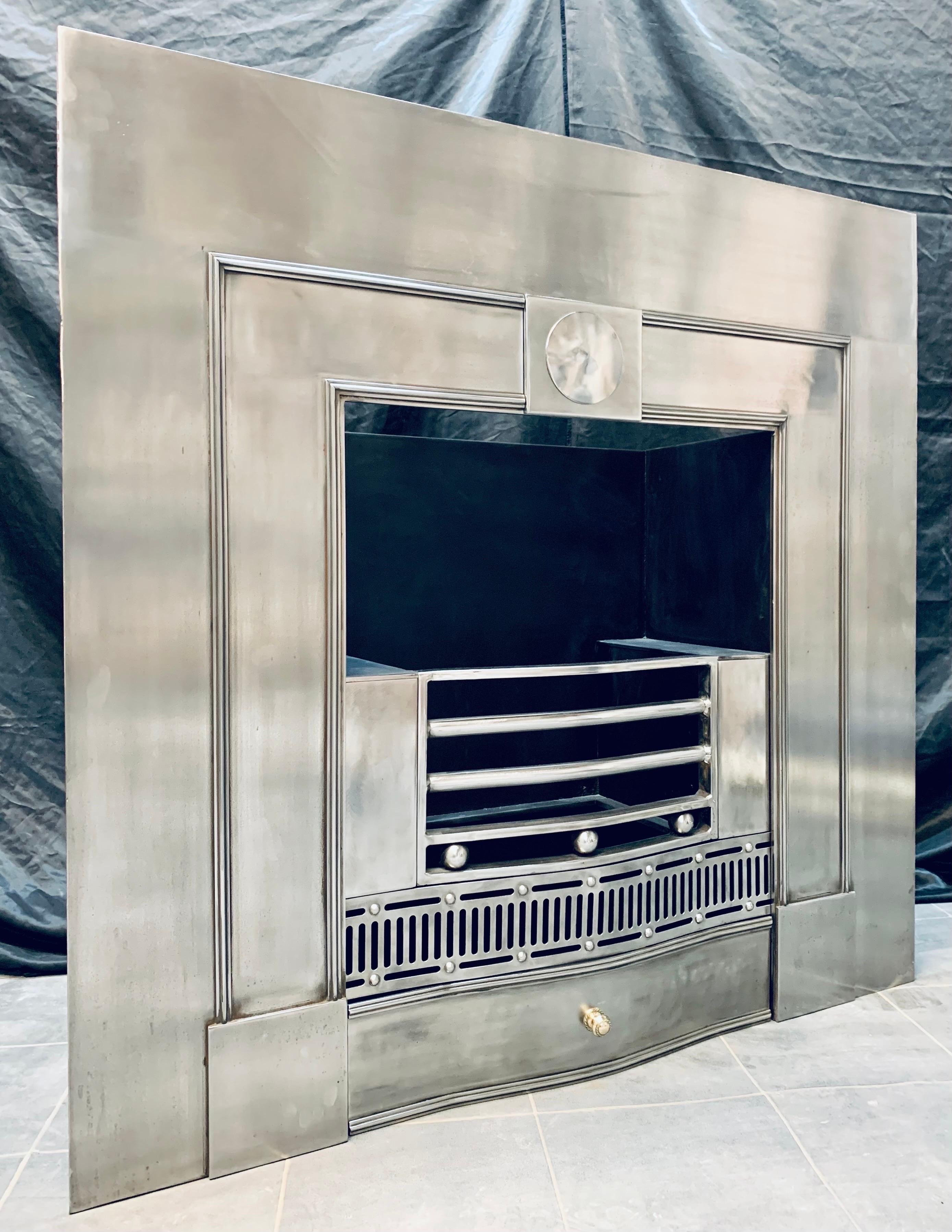 19th Century Georgian Manner Polished Steel Fireplace Insert. For Sale 8