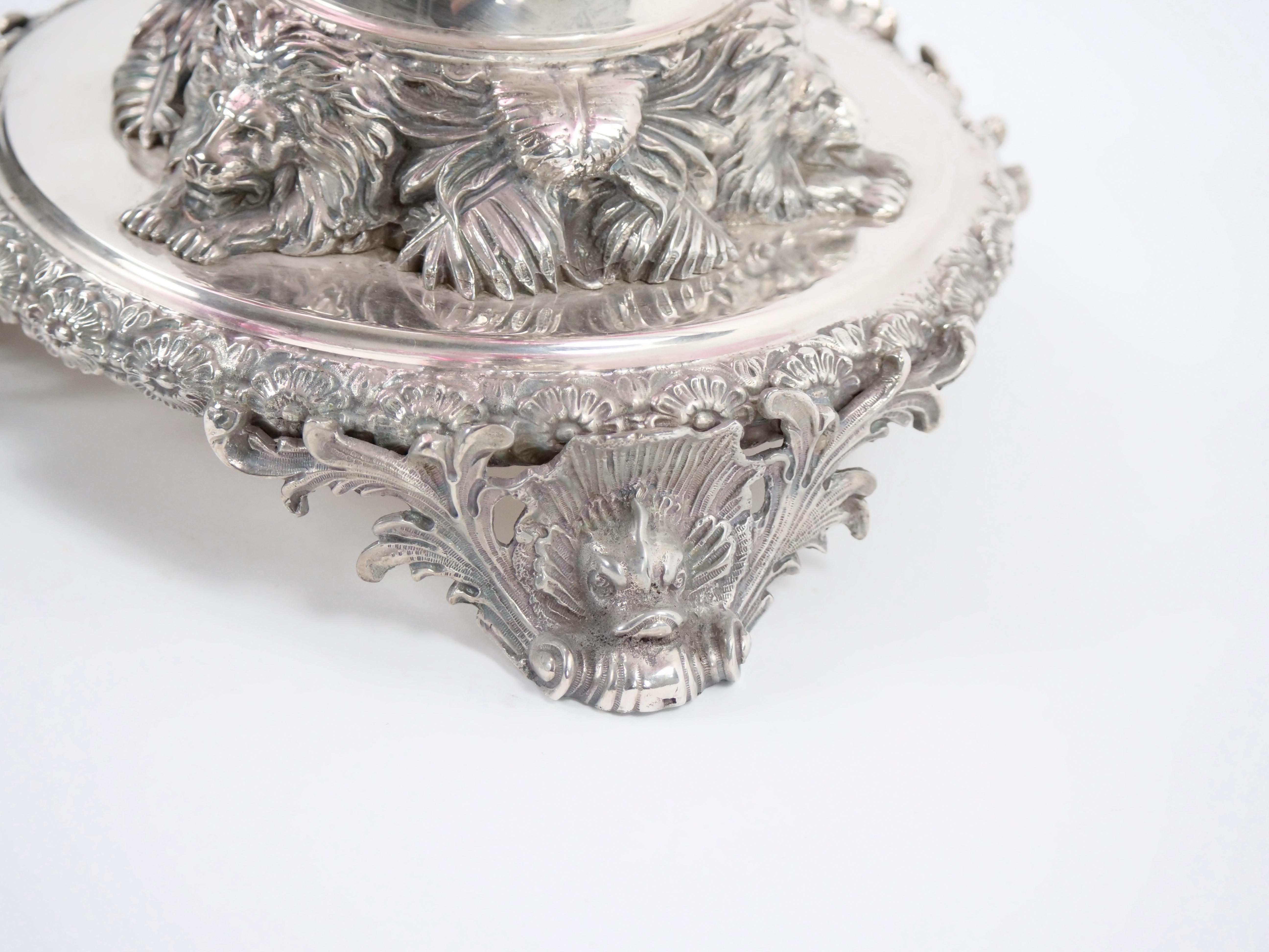19th Century Georgian Old English Silver Plate and Glass Epergne Centerpiece For Sale 9