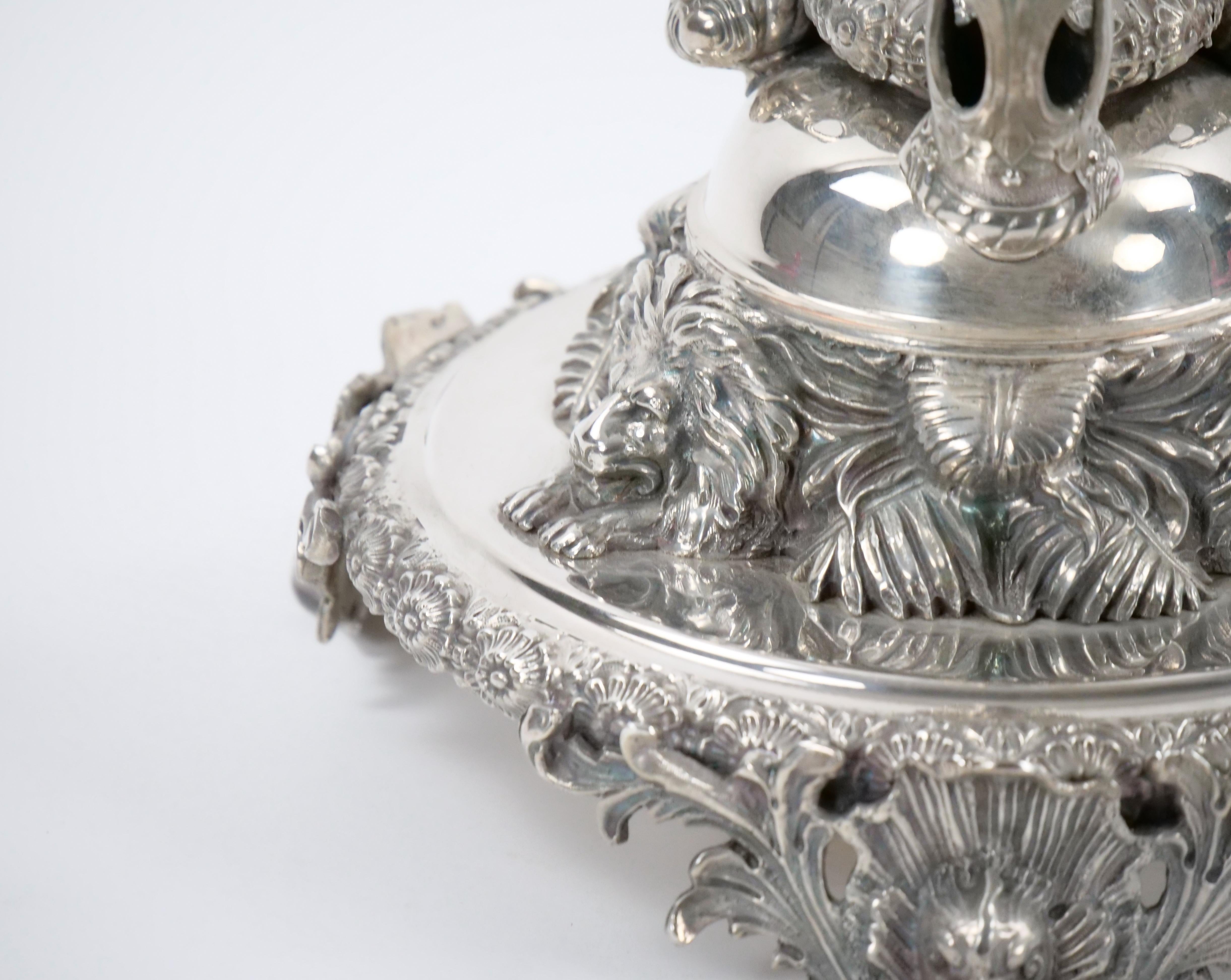 19th Century Georgian Old English Silver Plate and Glass Epergne Centerpiece For Sale 11