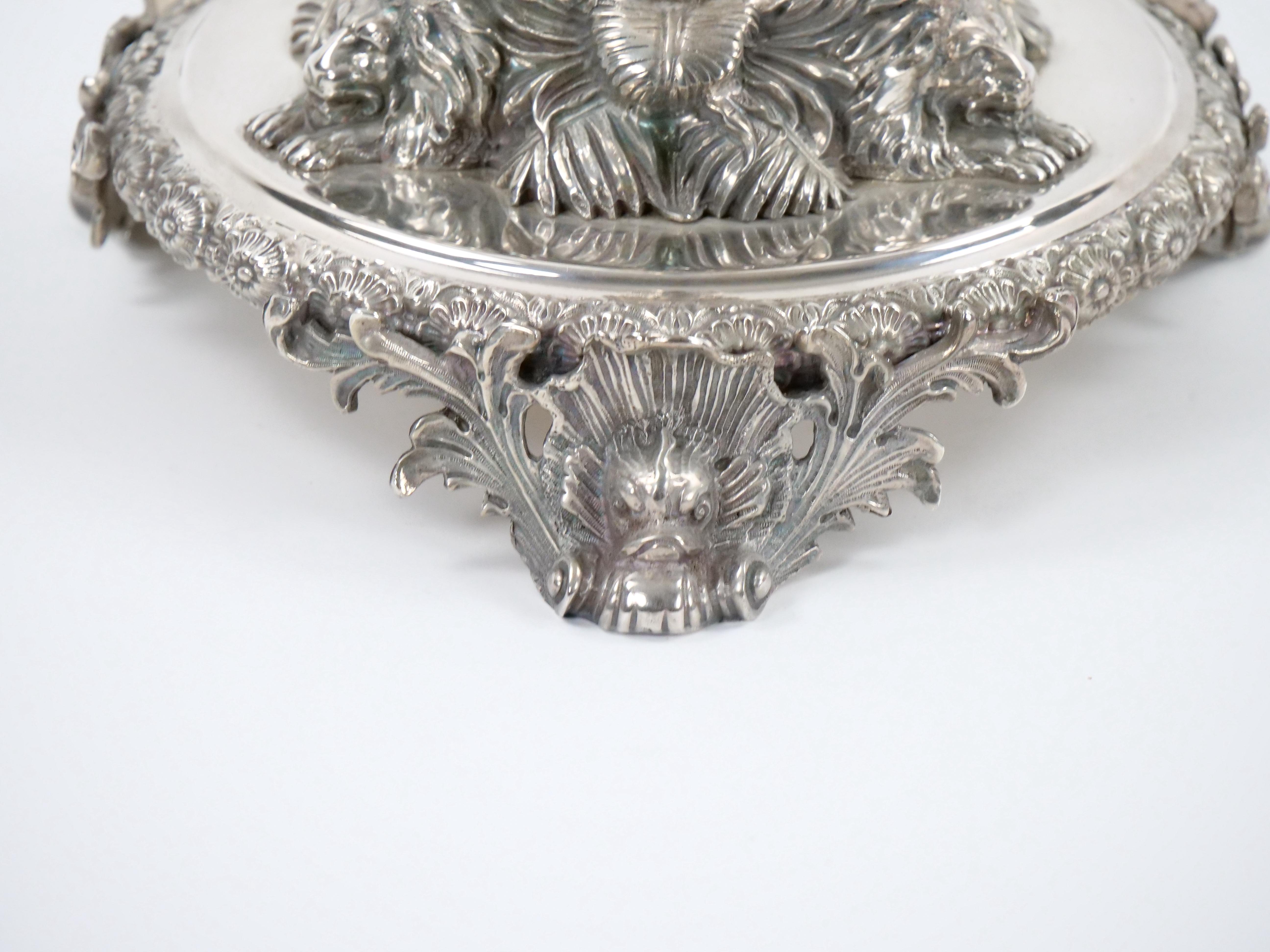 19th Century Georgian Old English Silver Plate and Glass Epergne Centerpiece For Sale 12