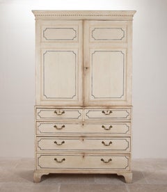 19th Century Georgian Painted Pine Linen Press
