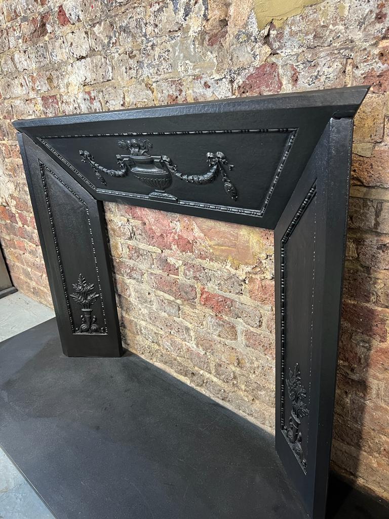 Blackened 19th Century Georgian Pair Of Cast Iron Fireplace Insert Panels For Sale