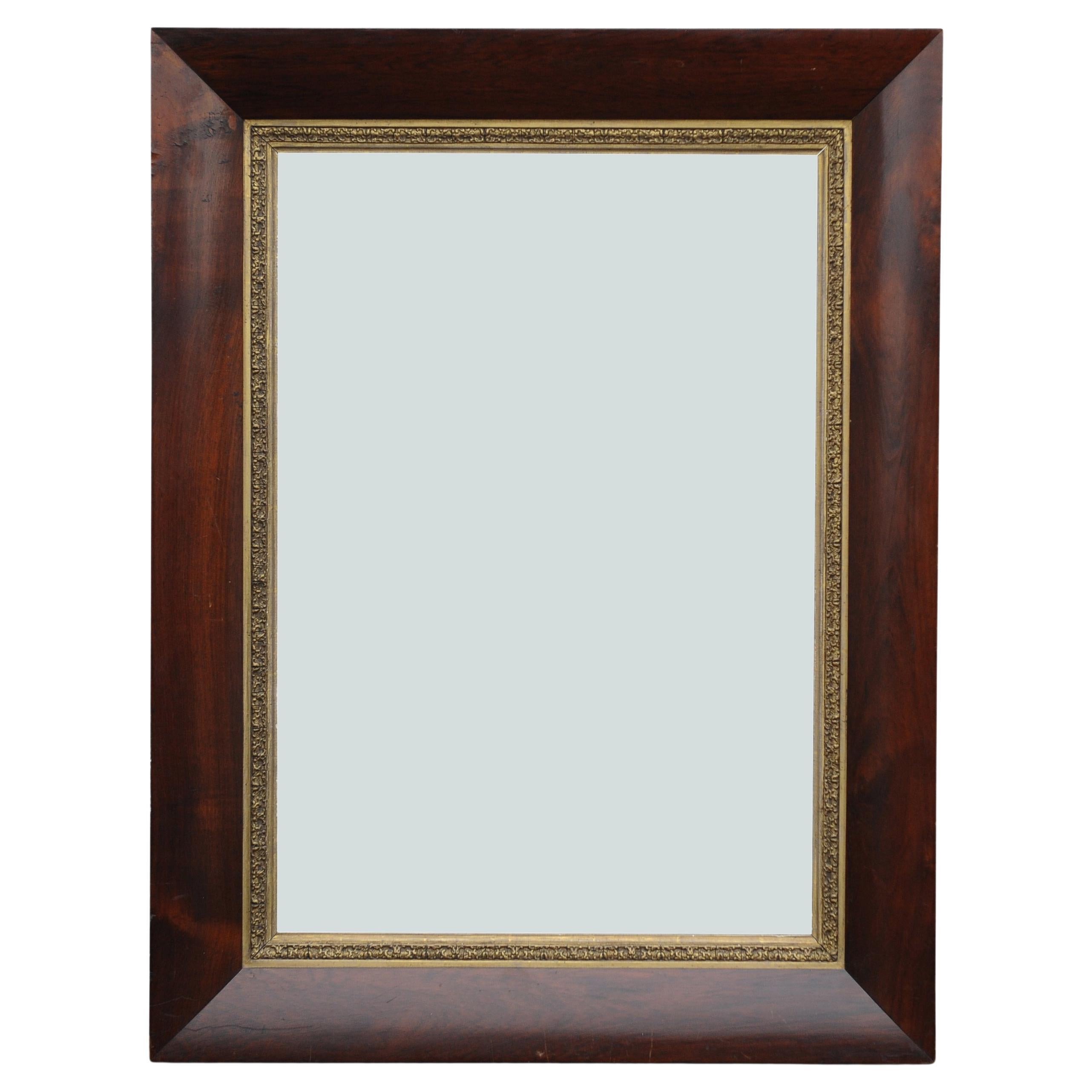 Espejo De Pared De Palo De Rosa Del Siglo XIX Georgiano Con Incrustaciones Doradas Decorativas en venta