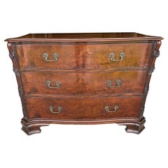19th Century Georgian Serpentine Mahogany 3 Drawer Chest