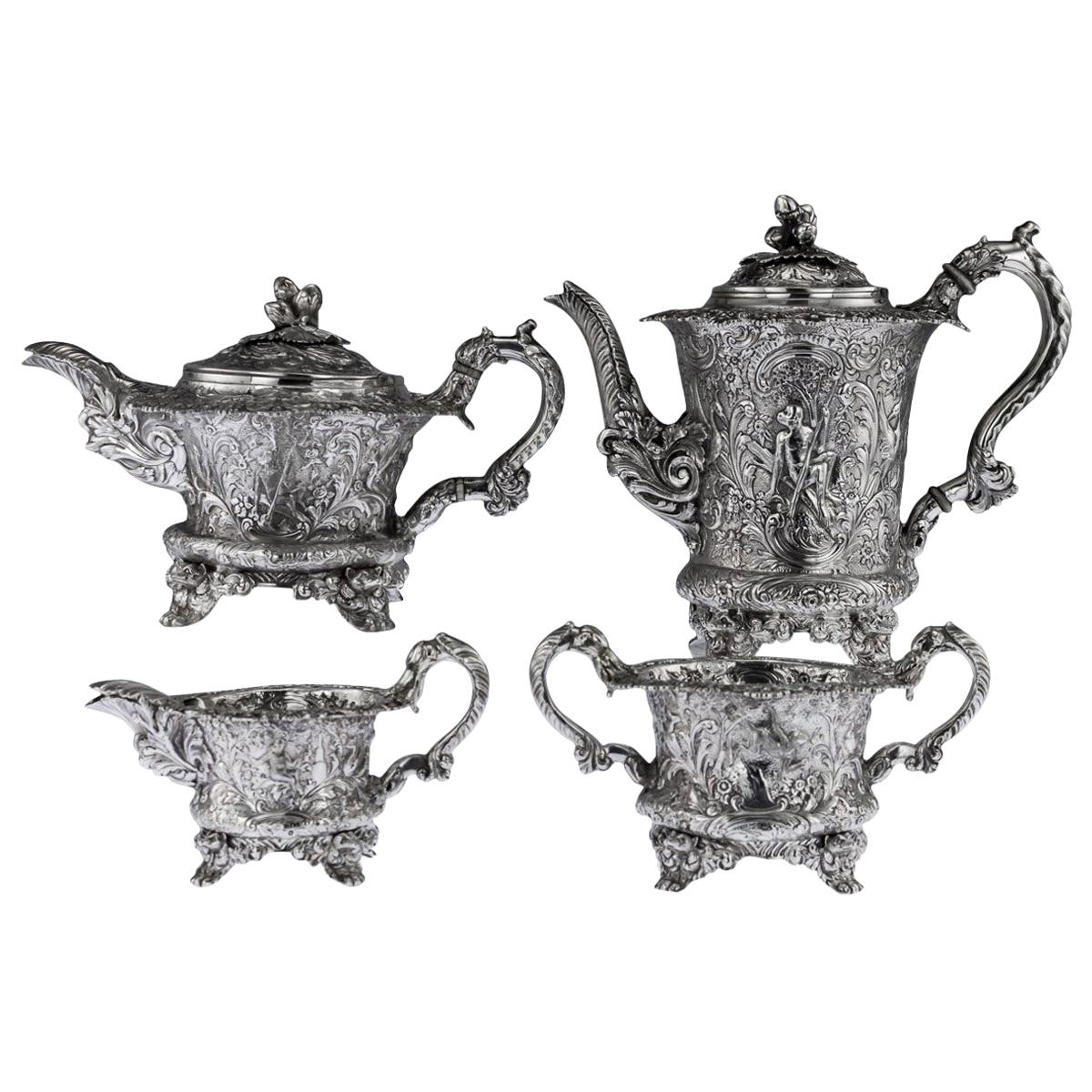 19th Century Georgian Silver Four-Piece Tea and Coffee Set, circa 1821-1893